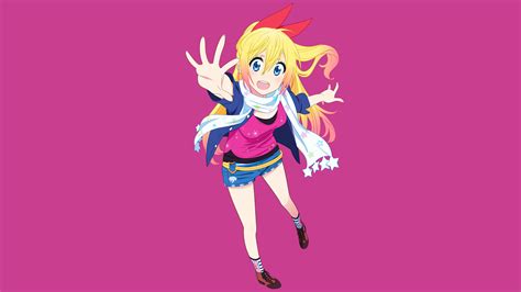 Pink Nisekoi Kirisaki Chitoge Pink Background Anime Girls