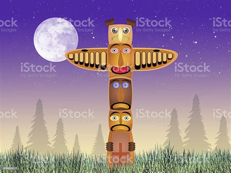 Indian Totem In The Moonlight Stock Illustration Download Image Now American Culture