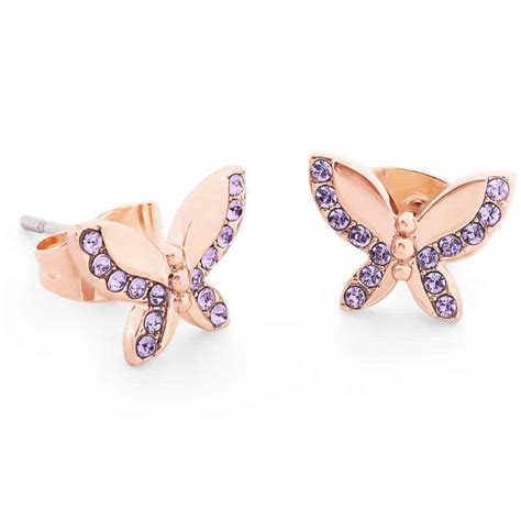Tipperary Crystal Butterfly Stud Earrings Purple Allens Jewellery