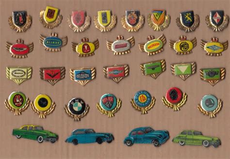 Vintage Car Logo Pin Badges 1960s Mg Dellow Aston Martin Morris Triumph