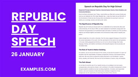 Republic Day 26 January 2025 Speech 30 Examples Pdf