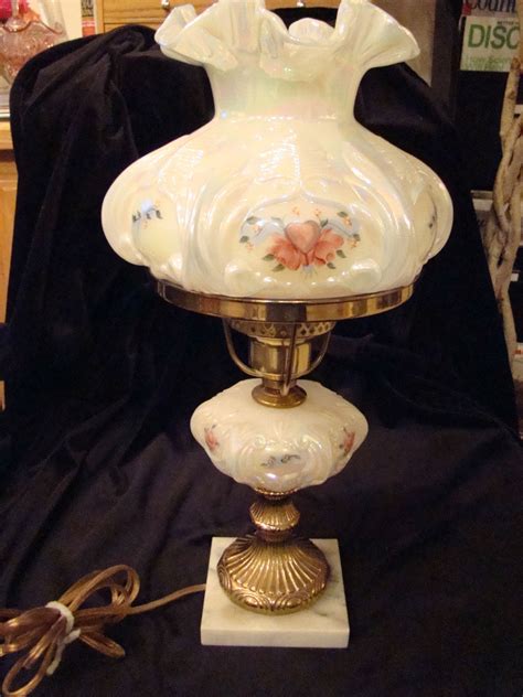Identification & value guide order now before price up. Fenton Student Lamp - Hearts & Flowers | Collectors Weekly