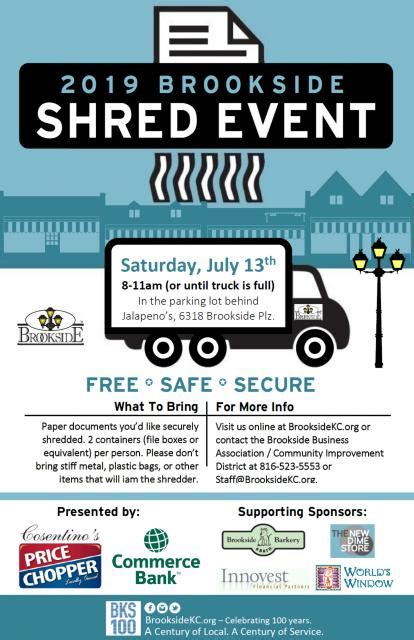 Free Paper Shredding This Saturday July 13th At The 2019 Brookside
