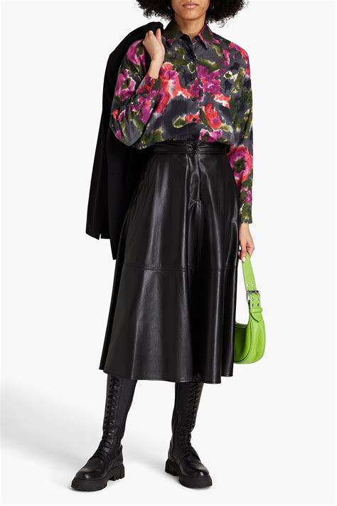 Msgm Flared Faux Leather Midi Skirt The Outnet