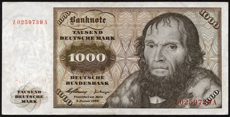 The €500 note is also more compact and convenient for . R.268b 1000 DM 1960 Z Ersatznote (3+)