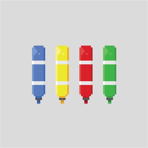 Marker With Different Color In Pixel Art Style 22909714 Vector Art At