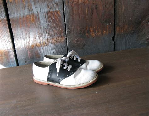 Vintage Classic Black And White Saddle Oxford Shoes Etsy Saddle