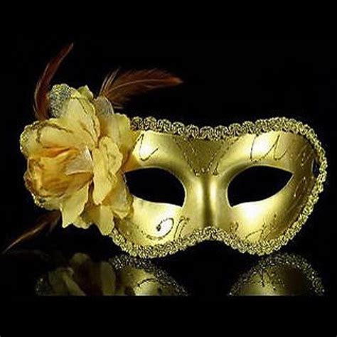 Meof Venetian Feather Fancy Dress Masquerade Ball Mask Goldblackwhite