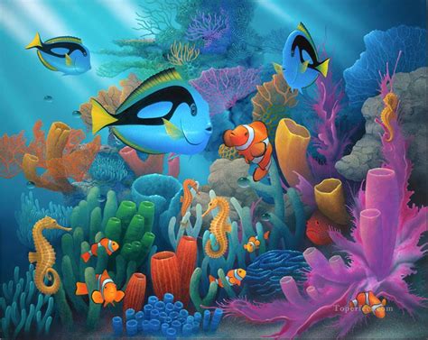 Friends Of The Sea Under Sea Painting In Oil For Sale
