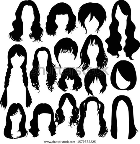 Vector Set Female Hairstyles Different Shapes 库存矢量图（免版税）1579372225