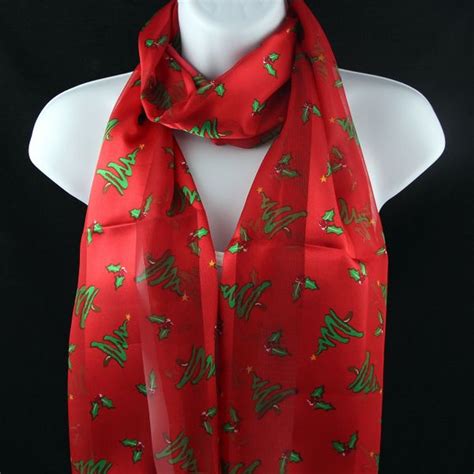 Holly Trees Red Christmas Scarf Ties Just For You