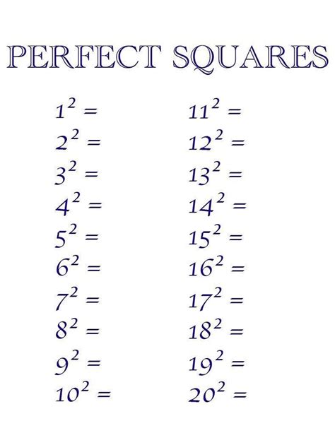Perfect Squares Math Etsy