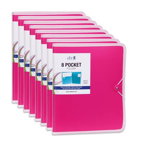 Docit 8 Pocket Folder Multi Pocket Folder Holds 200 Sheets 8 Ct