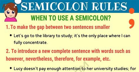 Semicolon When To Use A Semicolon In English • 7esl Good