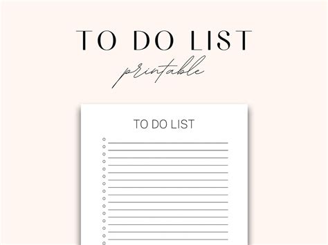 Minimal To Do List Printable Digital Download Pdf Printable Etsy