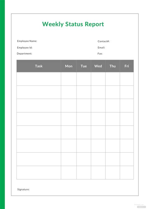 Sample Weekly Status Report Template In Microsoft Word Apple Pages