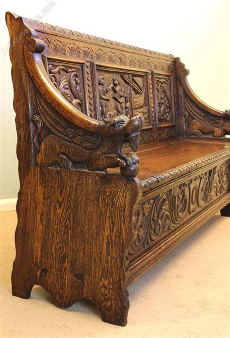 The antique style combined with the pretty stone is so charming. Victorian Oak Settle / Hall Seat / Monks Bench - Antiques ...