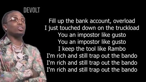 Quavo Trapstar Lyrics On Screen Youtube