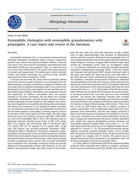 Pdf Eosinophilic Cholangitis With Eosinophilic Granulomatosis With