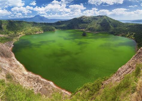 Annotated satellite images showing the taal caldera, volcano island in the caldera lake. Full day tour to Taal Lake & Taal Volcano | Audley Travel