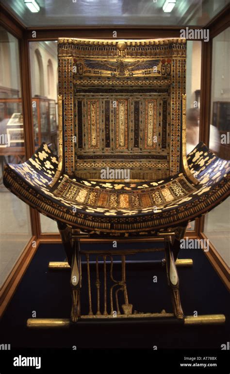 Egypt Cairo Egyptian Museum A Chair Found Within The Tomb Of
