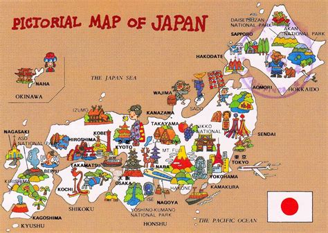 Pictorial Map Of Japan Japan Tourist Japan Map Japan