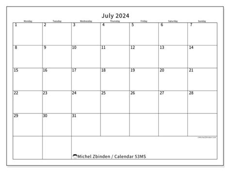 Calendar July 2024 Office Ms Michel Zbinden Ca