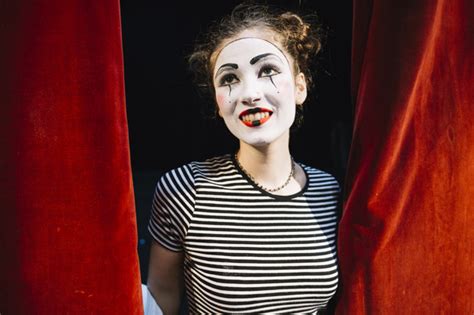 Free Photo Portrait Of A Contemplated Female Mime Artist