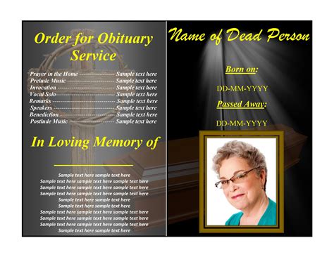 Simple Funeral Program Template Obituary Printable Memorial Service