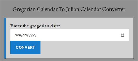 Gregorian To Julian Calendar Converter