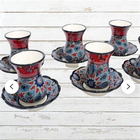 Watercolor Ceramic Handmade Turkish Tea Cup Set Turkish Cup And Saucer