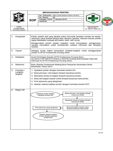 Sop Menggunakan Printer Pdf