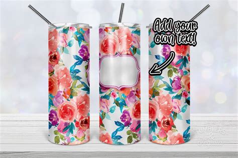 Foil Effect Floral 20 Oz Skinny Tumbler Designs Sublimation Design