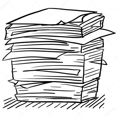 Stack Of Papers Sketch Stack Of Work Papers Sketch — Stock Vector