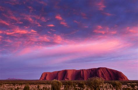 Sunset At Uluru Ayers Rock In The Northern Territory Of Australia