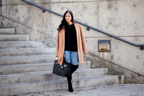 When wearing over the knee boots, one option could be to wear them with super skinny jeans. Camel Coats, Over-The-Knee Boots and More: Staycation ...