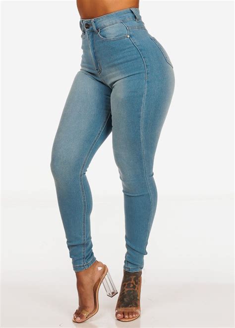 Classic Light Wash Ultra High Waisted Skinny Jeans 17 In 2021 Womens Jeans Skinny Ultra