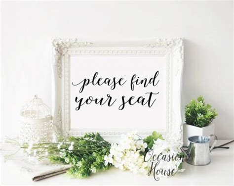 Please Find Your Seat Wedding Sign Printable Wedding Signs Wedding