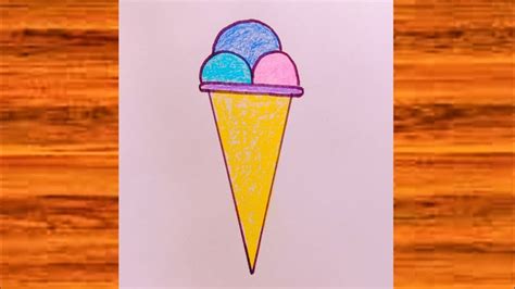 Ice Cream Drawing Step By Step How To Draw A Cone Ice Cream Youtube