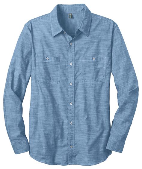 District Made Mens Chambray 100 Cotton Long Sleeve Fit Woven Shirt
