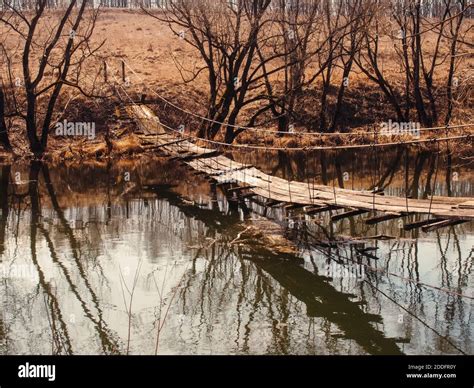 Old Broken Bridge Over The River Russia Stock Photo Alamy
