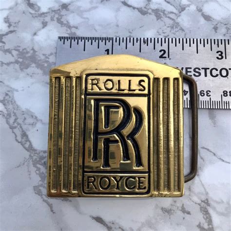 vintage belt buckle rolls royce solid brass epoxy filled baron etsy