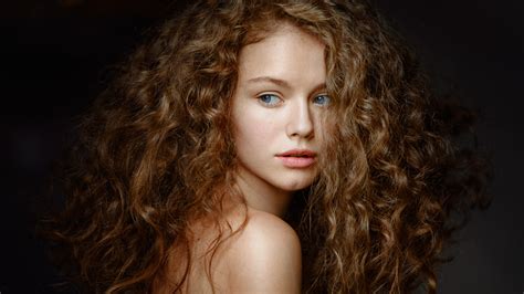 X Woman Model Face Blue Eyes Redhead Girl Wallpaper