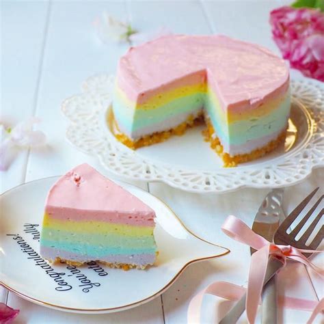 レインボー🌈レアチーズケーキ レシピブログ Rainbow Birthday Party Birthday Cake Unicorn