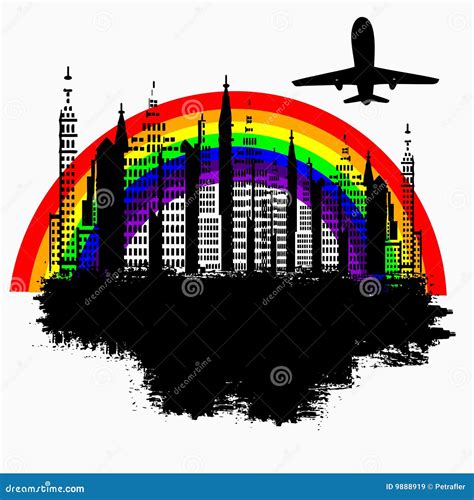 Rainbow City Stock Vector Illustration Of Poster Border 9888919