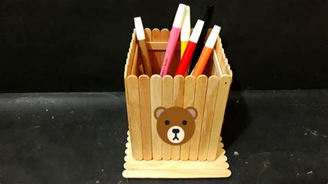 Cara Mudah Dan Simpel Membuat Tempat Pensil Dari Stik Es Krim Youtube