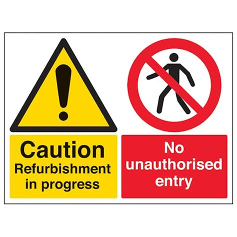 Caution Refurbishment In Progress No Unauthorised Entry Hazard
