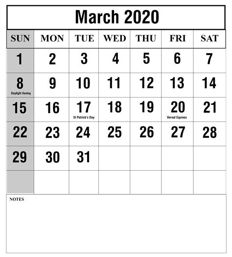 How To Schedule Your Month With March 2020 Printable Calendar Howtowiki