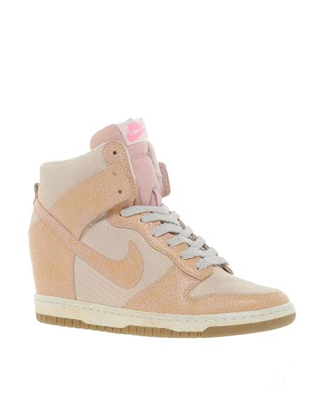 Nike Dunk Sky High Top Pink Wedge Trainers Lyst