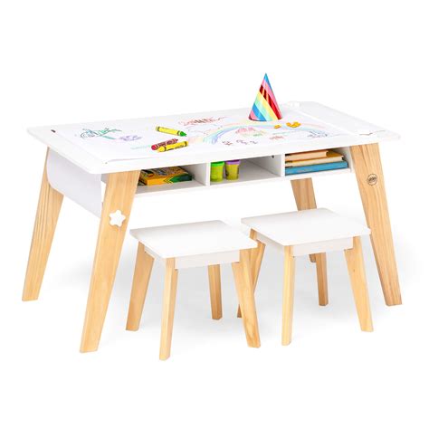 Wildkin Kids Arts And Crafts Table Set For Boys And Girls Mid Century